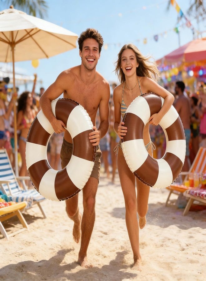 WAYTOSUC 2PCS Floats for Adults Rings Striped Pool Float Large Swim Ring for Adults,34 Inch Classic Striped Teens Adult Inner Tubes Summer Beach Bachelorette Party (Multi,1) - Image 3