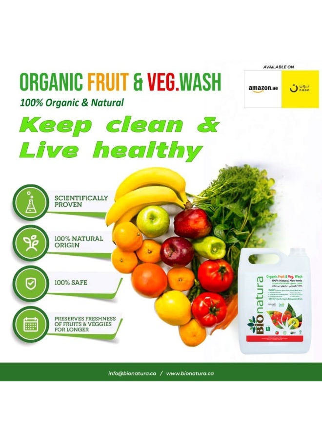 BioNatura Organic Fruit and Vegetable Wash Spray 5ltr Natural Veggie Cleaner, Produce Disinfectant, Non-Toxic, Plant-Based, Eco-Friendly, Biodegradable, Kitchen Essential - Image 2