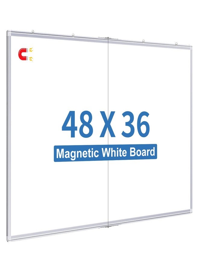 Tripollo Magnetic Whiteboard Dry Erase, 48 x 36 inch Large White Board for Wall, Foldable Aluminum Frame Hanging Whiteboards for Home Classroom Office - Image 1