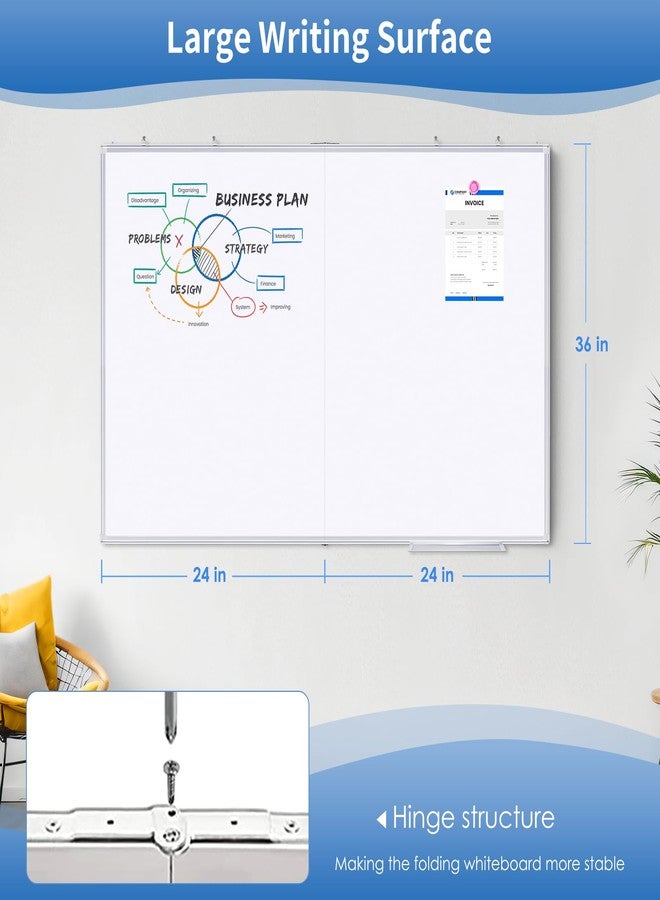 Tripollo Magnetic Whiteboard Dry Erase, 48 x 36 inch Large White Board for Wall, Foldable Aluminum Frame Hanging Whiteboards for Home Classroom Office - Image 3