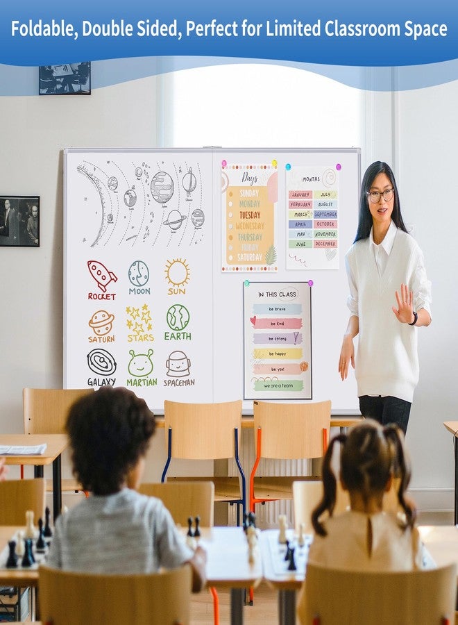 Tripollo Magnetic Whiteboard Dry Erase, 48 x 36 inch Large White Board for Wall, Foldable Aluminum Frame Hanging Whiteboards for Home Classroom Office - Image 2