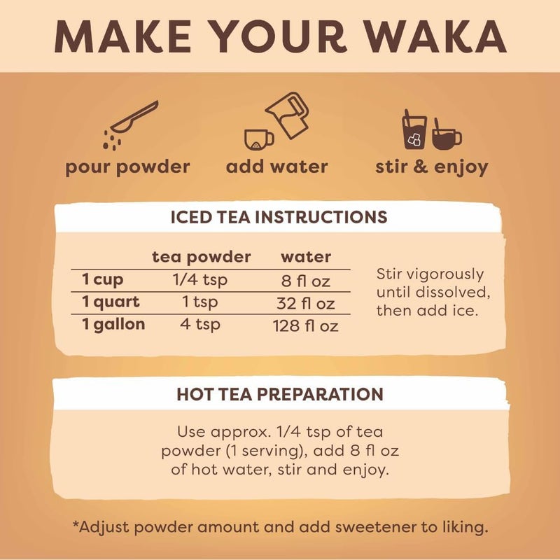 Waka Coffee مزيج شاي أخضر فوري واكا - 100% أوراق شاي، مسحوق غير محلى لـ 200 كوب، شاي ساخن أو مثلج سهل التحضير - Image 4