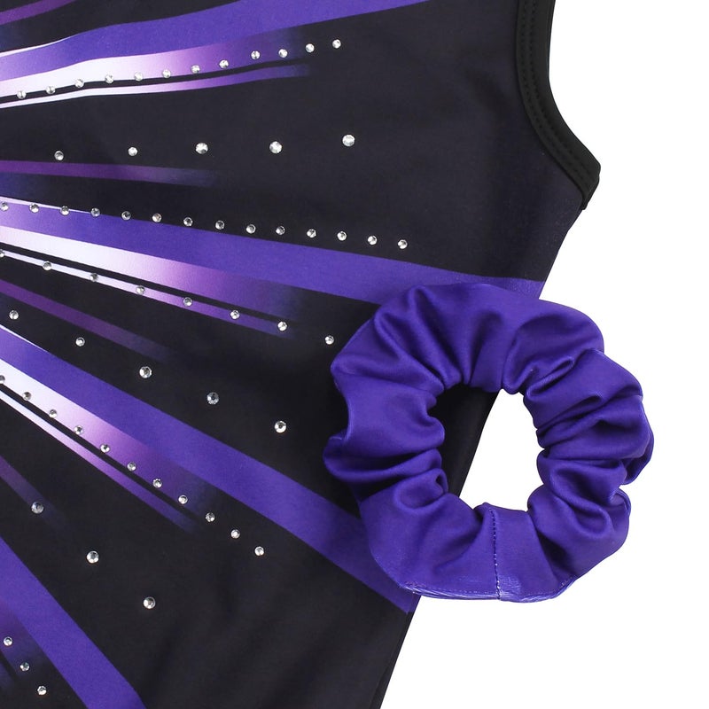 JOYSTREAM Gymnastics Leotards for Girls With Shorts Sparkly Ballet Dance Activewear Luminous Purple,12-13Years - Image 4