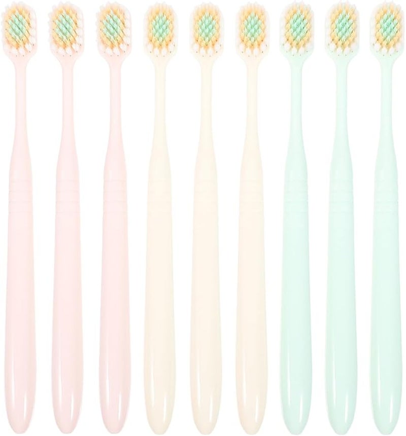 9Pcs Soft Bristles Manual Toothbrush Wide Thin Head For Adults Gentle Gum Care - Image 1