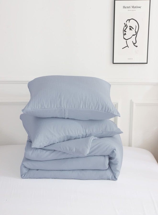 COTTEBED Twin Size Bed Comforter Sets, Super Soft Lightweight Washaed Cotton, 1 Bedding Down Comforter and 1 Pillowsham for Kids College Dorm Boys Girls (Twin/Twin XL,Light Dusty Blue) - Image 4