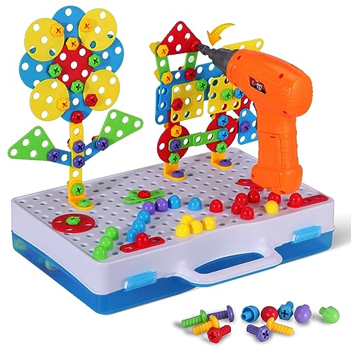 SUPSTEM STEM Building Toys for Kids Ages 4-8 | 224-Piece STEM Drill & Build Kit with Screwdriver, Pegboard | Educational Toys for 5+ Year Old Boys Girls | Gift for Birthdays - Image 1