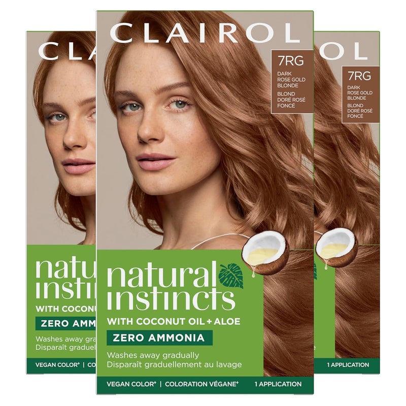 Clairol Natural Instincts DemiPermanent Hair Dye 7RG Dark Rose Gold Blonde Hair Color Pack of 3