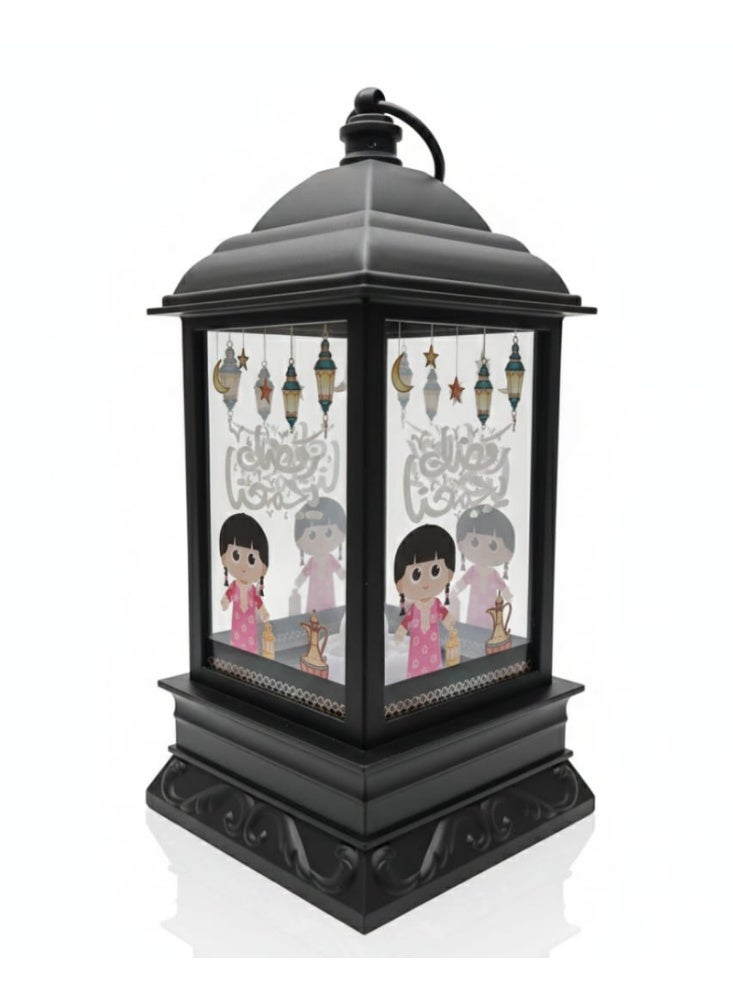 فانوس رمضان مزخرف بإضاءة دافئة - أسود - Image 2