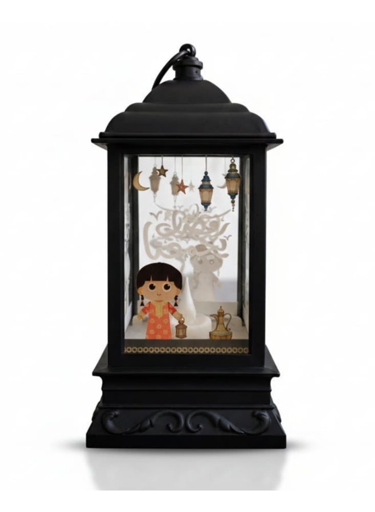 فانوس رمضان مزخرف بإضاءة دافئة - أسود - Image 3