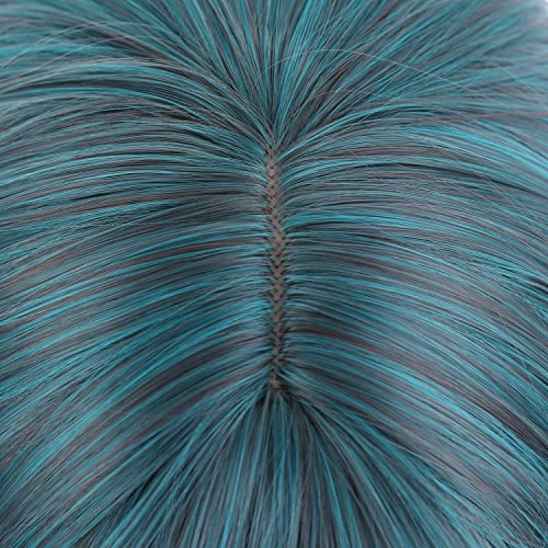PATTNIUM Mixed Blue Wig for Women Short Wavy Teal Wig with Bangs Blue Bob Wigs Heat Resistant Synthetic Cosplay Costume Wigs - Image 5