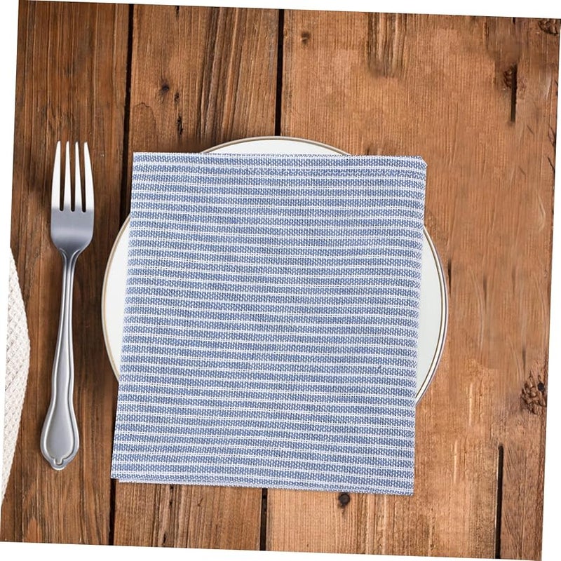 مناديل سكاندينافية من الكتان والقطن مع خطوط، وحصائر عازلة غير قابلة للانزلاق لمائدة العائلة - Image 5