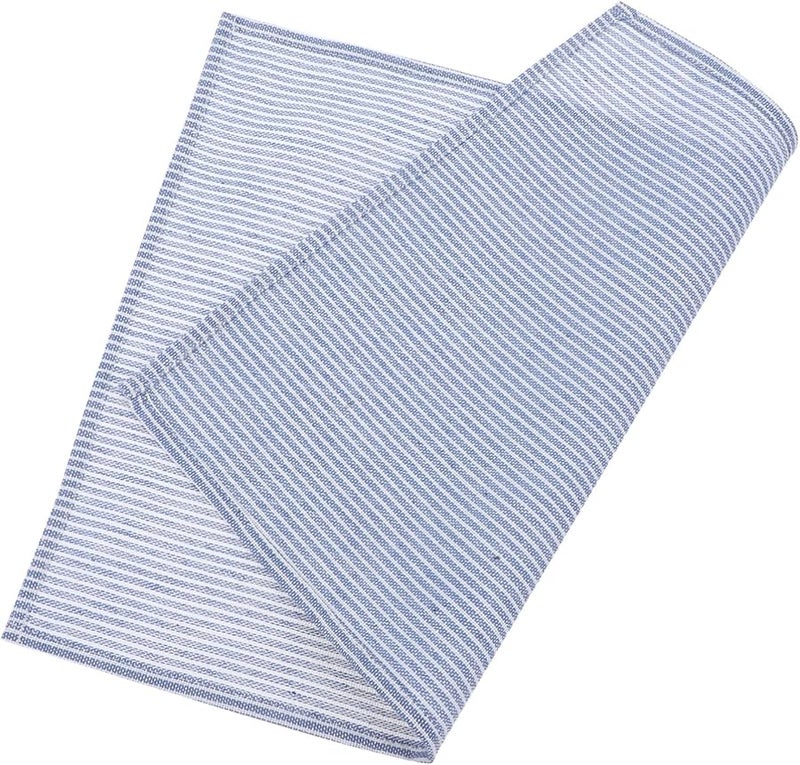 مناديل سكاندينافية من الكتان والقطن مع خطوط، وحصائر عازلة غير قابلة للانزلاق لمائدة العائلة - Image 1