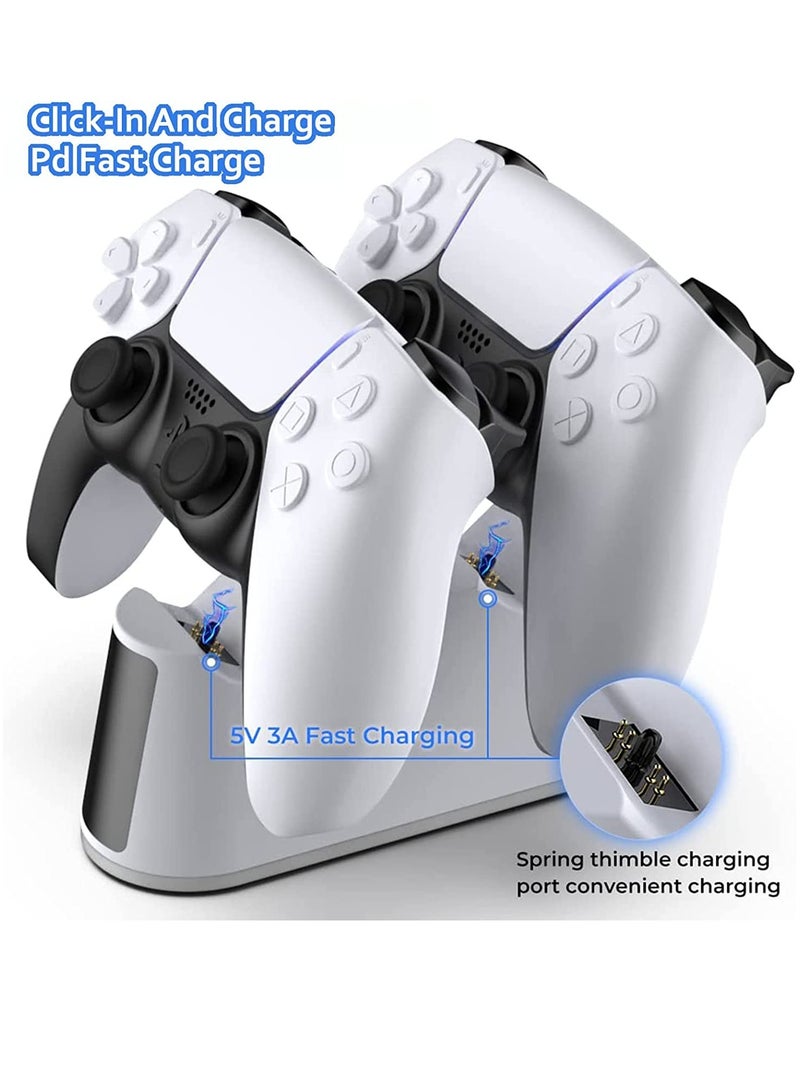 فوميمو قاعدة شاحن وحدة تحكم بلايستيشن 5 - إضاءة RGB شحن سريعة لوحدة مؤشر LED كيبل USB C تصميم نقر حماية ذكية أمنة لذراع متعدد الألوان - Image 3