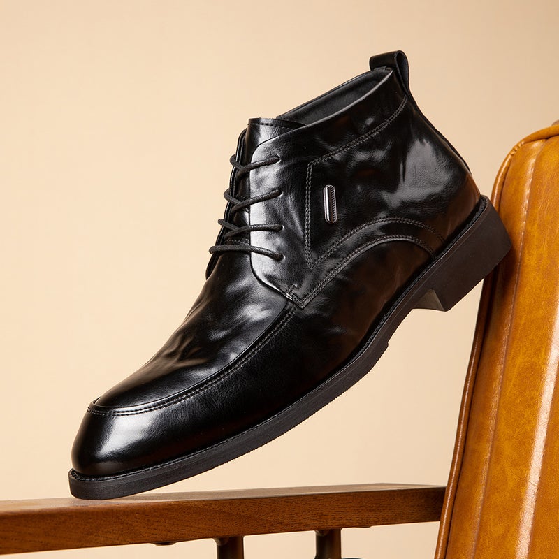 Genuine Leather Martins Men'S Mid-Range Men'S Shoes Fleece-Lined Boots British-Style Business Casual Dress Leather Shoes - Image 2