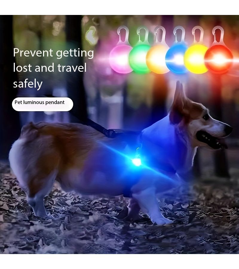 6Pcs Random Mixed Colors Pet Glowing Pendants with Three Lighting Modes Warning Light for Night Walks - Image 3