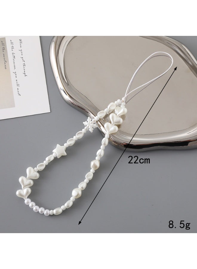 NIBEMINENT Phone Charm/ Chain Strap for Women Girls,K3162 Love Pearl Bow Cell Phone Case Lanyard Wrist Strap