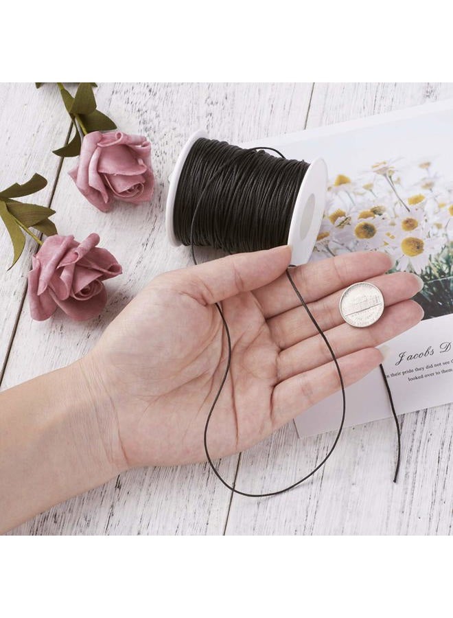 Mega Pet 100 Yards Black Waxed Cotton Cord Threads Braided Beading Cord Strings Bracelet Necklace Wire 1mm(0.04 inch) with Spool for Bracelets Necklace Jewelry Making Friendship Bracelet - Image 3