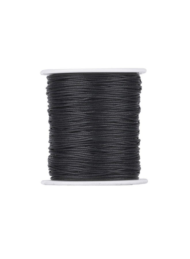 Mega Pet 100 Yards Black Waxed Cotton Cord Threads Braided Beading Cord Strings Bracelet Necklace Wire 1mm(0.04 inch) with Spool for Bracelets Necklace Jewelry Making Friendship Bracelet - Image 1