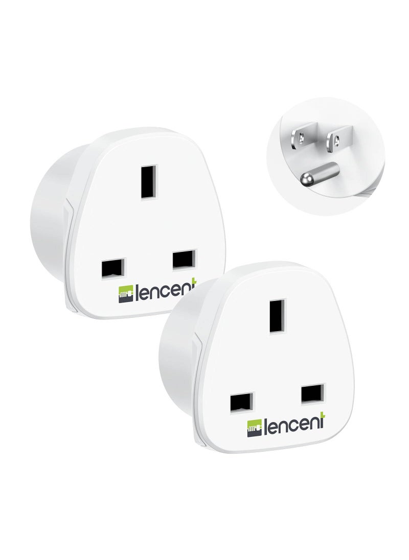 Lencent LENCENT UK to US America Plug Adapter, 2 Pack Grounded USA Visitors Travel Converter, Converts All Type G Plugs from United Kingdom UK Singapore Malaysia UAE Ireland Malta Hongkong and etc. (Type B)  - Image 1