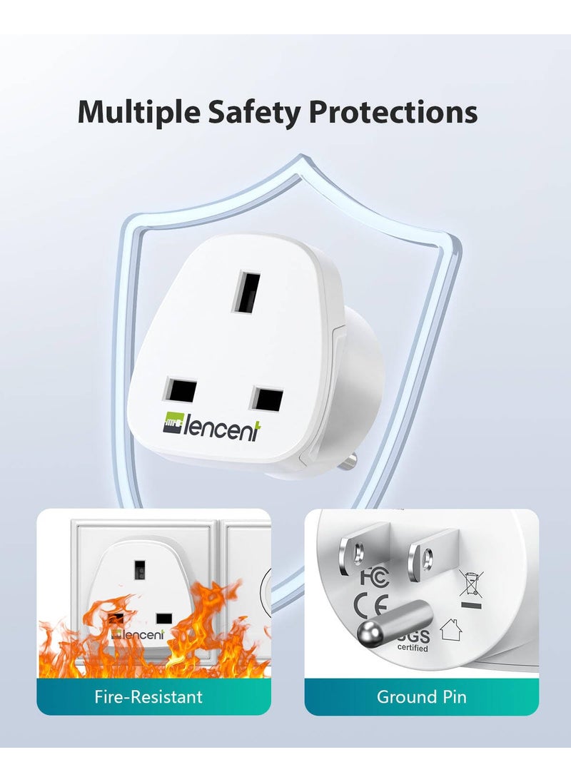 Lencent LENCENT UK to US America Plug Adapter, 2 Pack Grounded USA Visitors Travel Converter, Converts All Type G Plugs from United Kingdom UK Singapore Malaysia UAE Ireland Malta Hongkong and etc. (Type B)  - Image 4