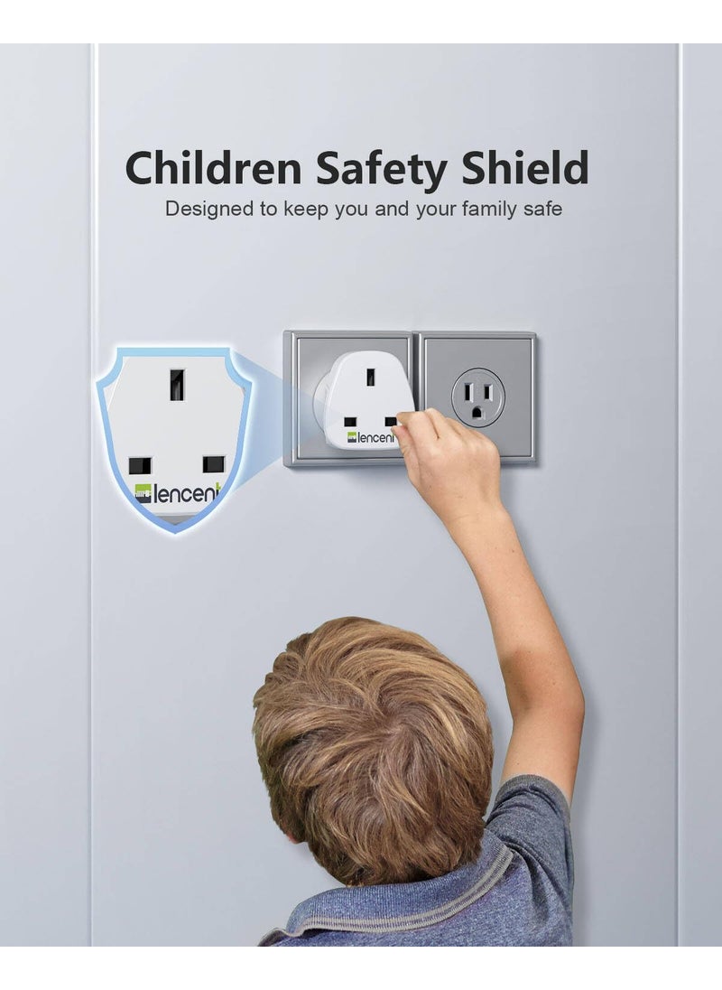Lencent LENCENT UK to US America Plug Adapter, 2 Pack Grounded USA Visitors Travel Converter, Converts All Type G Plugs from United Kingdom UK Singapore Malaysia UAE Ireland Malta Hongkong and etc. (Type B)  - Image 5