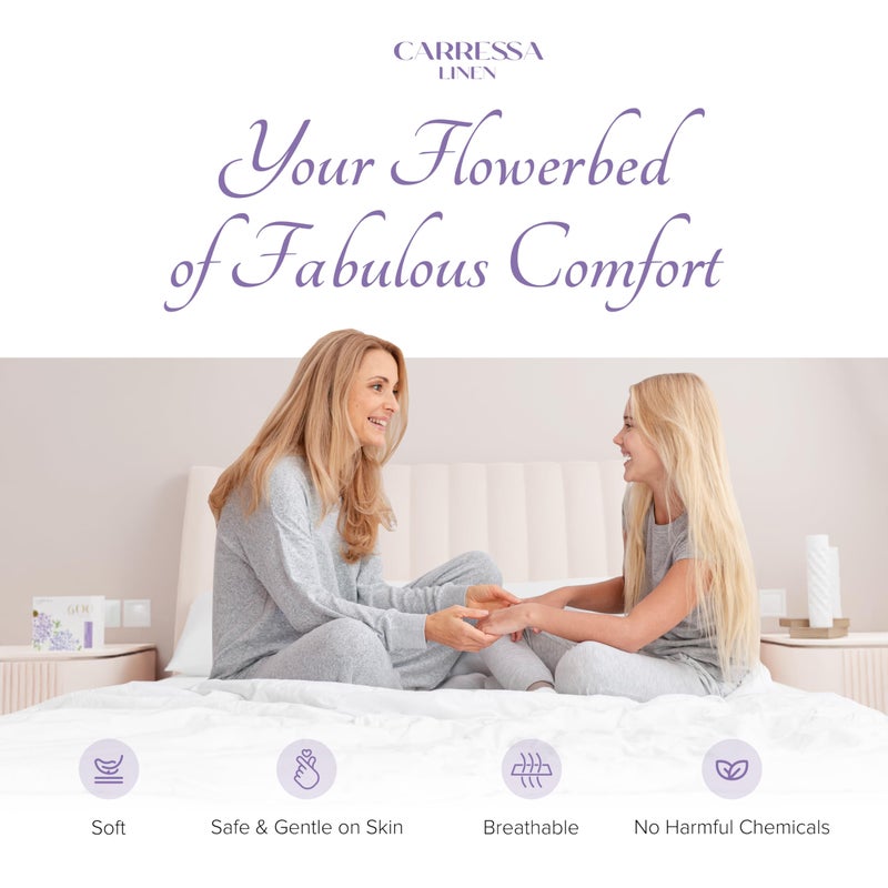 Carressa Linen 100% Egyptian Cotton Sheets - 600 Thread Count 4 PC Queen Size Sheet Set  Soft  Cooling  High Thread Count Sateen  Extra Long Staple Luxury Bedding  16 in Deep Pocket - Soft Blush Pink