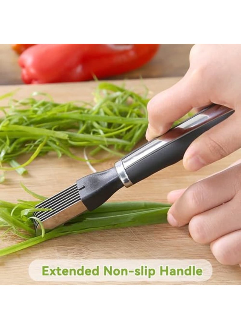 SYOSI 2PCS Onion Shredder - Multifunction Stainless Steel Vegetable Cutter, Stainless Steel Scallion Slicer Shred for Quick and Even Cutting, Kitchen Cooking Gadget for Green Onion Cucumber Kiwi Potato - Image 3