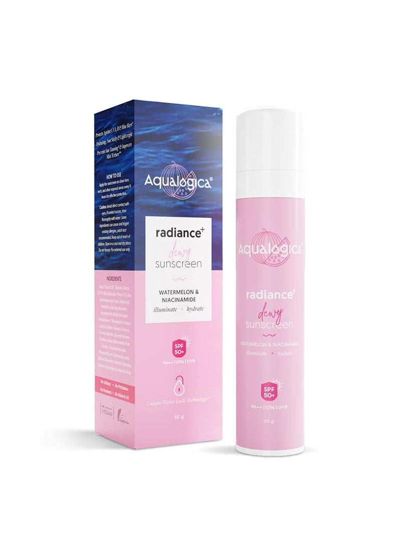 Aqualogica Radiance Niacinamide SPF 50 Sunscreen with PA for UVAB  Blue Light Protection  Sun  Device Screen Light Protector  Lightweight  FragranceFree  176 Oz50g 