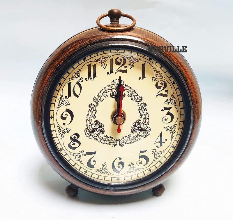 NORVILLE NORVILLE Antique Wooden Table Clock for Home Decor Office Desk Watch Study Table Showpeice Decorative Gift Item 