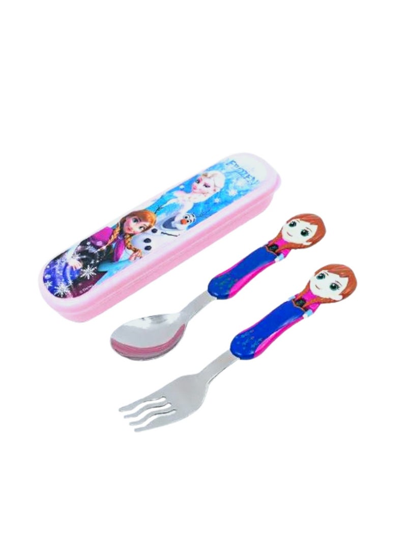 Disney Kids Spoon and Fork Travel Cutlery Set Utensils Metal with 3D Cartoon Character (ANA) - Image 2