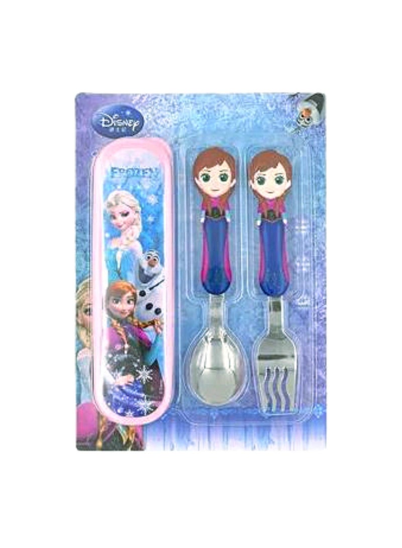 Disney Kids Spoon and Fork Travel Cutlery Set Utensils Metal with 3D Cartoon Character (ANA) - Image 3