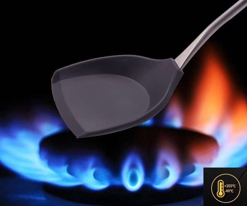 VATSHVI VATSHVI Silicone Stainless Steel Soup Ladle Wok Ladle Flexible Nonstick Cookware Cooking Baking Supplies ladle Black - Image 4