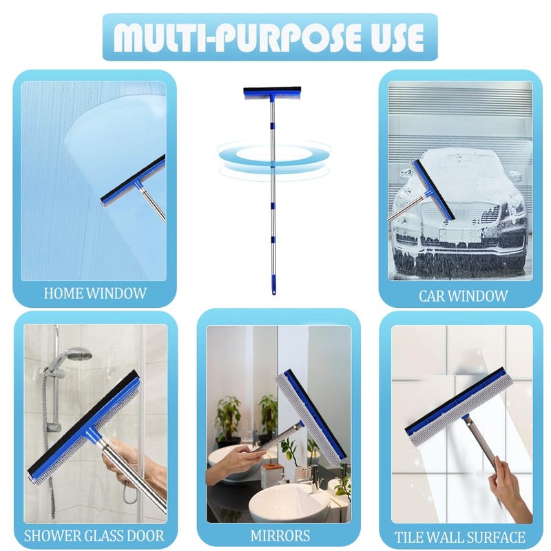YONILL 72" Squeegee for Cleaning - Long Handle Window Cleaner Tool with Rubber Blade and Sponge Scrubber, 2 in 1 Window Washing Kit with Extension Pole for Home, Car Windshield and Glass - Image 5
