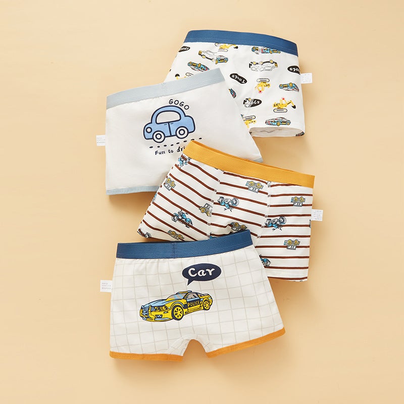Childrens underwear boys cotton boxers baby middle and big childrens boxers Boys student shorts cross-border wholesale BH106 [4 pack]]