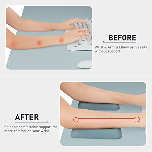 Leolee Elbow Rest Pads for Desk, Green Ergonomic Wrist Rest Pad Arm Rest Pads with Memory Foam & Non-Slip Base, Armrest Cushion Support Pad Relieve Elbow and Wrist Pain for Computer, Office, 2 Packs - Image 4