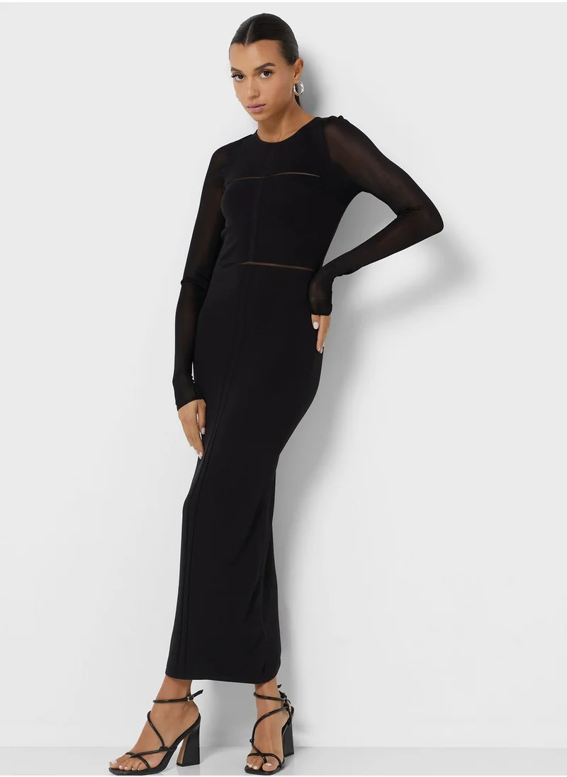 CALVIN KLEIN Sheer Detail Knitted Dress