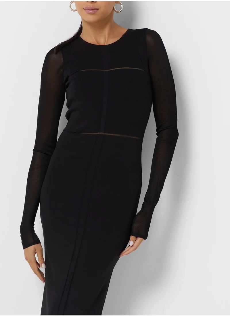 CALVIN KLEIN Sheer Detail Knitted Dress