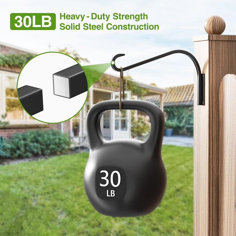 saffruff 12 Inch 2 Pack Plant Hangers for Indoor/Outdoor Wall Mount - Heavy Duty Hanging Plant Holder & Bird Feeder Hooks, Decorative Black Metal Wall Hangers for Plants, Flower Baskets - Image 5