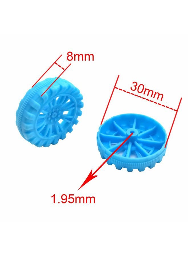 EUDAX 30mmx8mm Plastic Roll 2mm Dia Shaft Toys Wheel and 2mmx100mm STEM Shaft Round Rod Axles for DIY Toy RC Car Truck Boat Helicopter Model Part (Blue, 100pcs) - Image 2