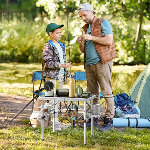 Titanker Folding Camping Table Small 2ft Small Camp Table Portable with 50 Extra Space Folding Picnic Beach Table Portable Car Camping Essentials Aluminum Light Solid Silver - Image 3