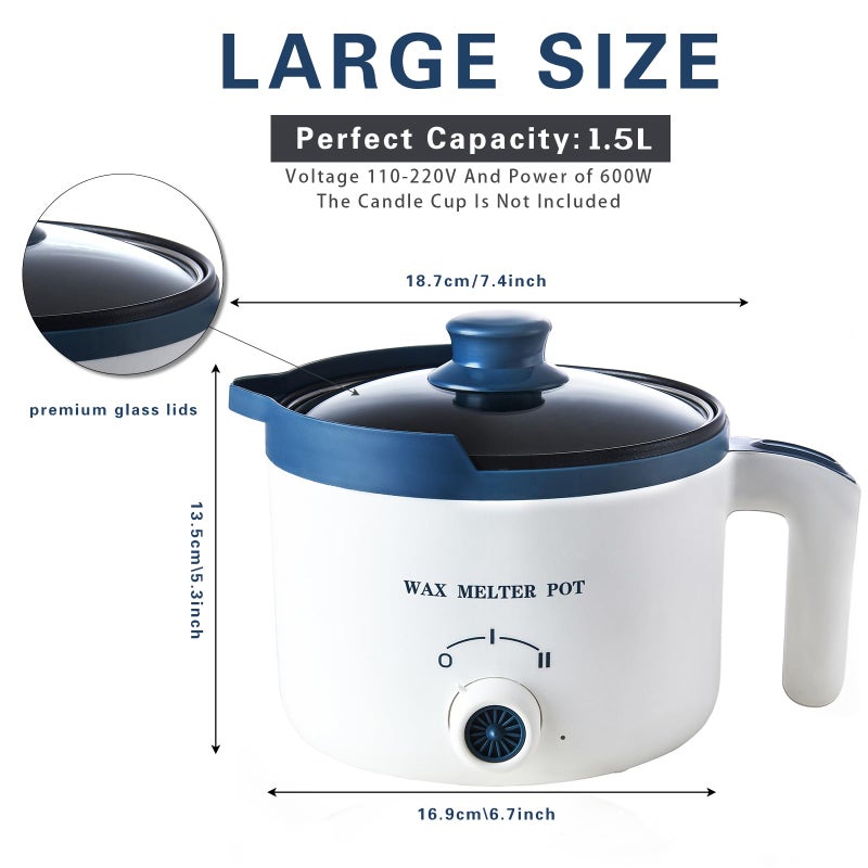 Ksedcon Wax Melter for Candle Making with Pouring Spout, Electric Wax Melting Pot Kit Included Wicks, Wick Stickers, Centering Device, Stirring Spoon - Image 3