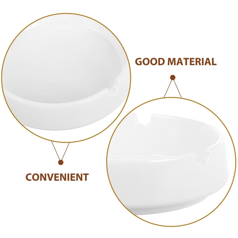 White Melamine 2pc Ashtray Set For Home Office Patio Desktop Cigar Holder Lightweight Ash Tray - Image 4