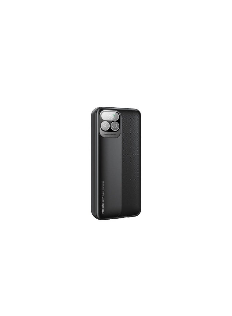 بنك الطاقة RECCI RPB-P37 22.5W + PD20W 20000MAH (مدمج من النوع C + كابل Lightning) - أسود