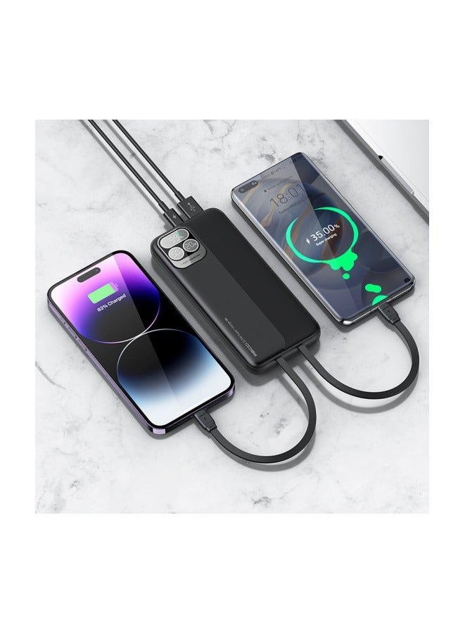 بنك الطاقة RECCI RPB-P37 22.5W + PD20W 20000MAH (مدمج من النوع C + كابل Lightning) - أسود