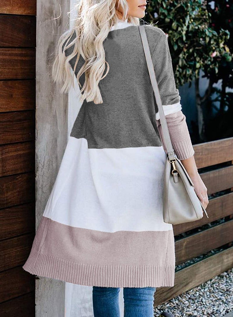 CARDYDONY Women Knitwear Long Sleeve Basic Knit Cardigan Sweater Gray B S - Image 5