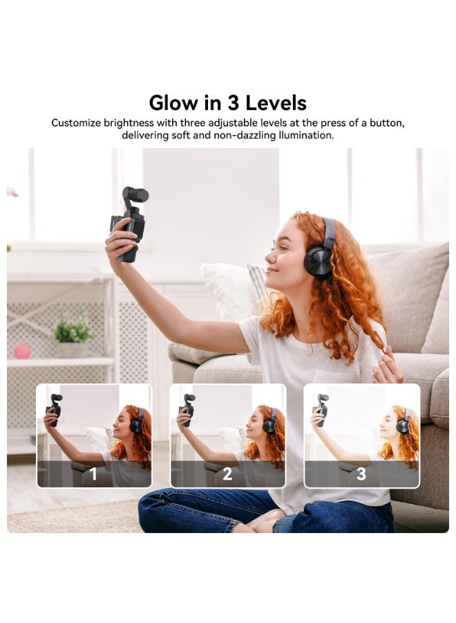 Arabest 3 LED Light for DJI Osmo Pocket 3, Rechargeable Mini LED Video Fill Light, 3 Color Modes/Brightness Adjustable Magnetic Selfie Light for Pocket 3 Selfie Vlog Recording, Makeup, TikTok - Image 3