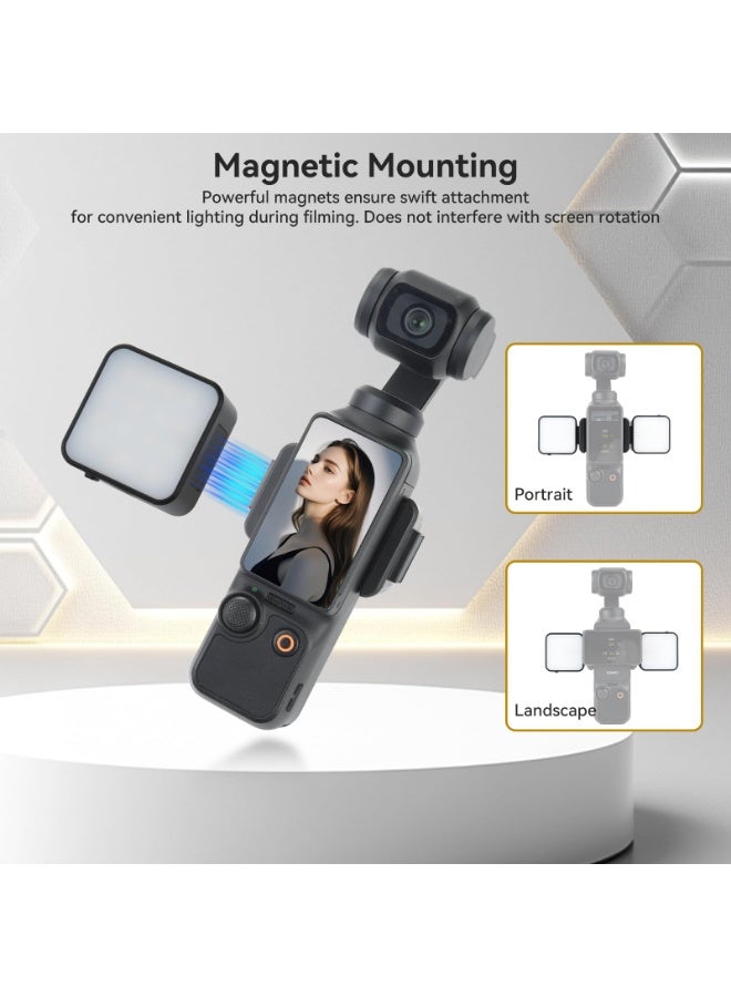 Arabest 3 LED Light for DJI Osmo Pocket 3, Rechargeable Mini LED Video Fill Light, 3 Color Modes/Brightness Adjustable Magnetic Selfie Light for Pocket 3 Selfie Vlog Recording, Makeup, TikTok - Image 2