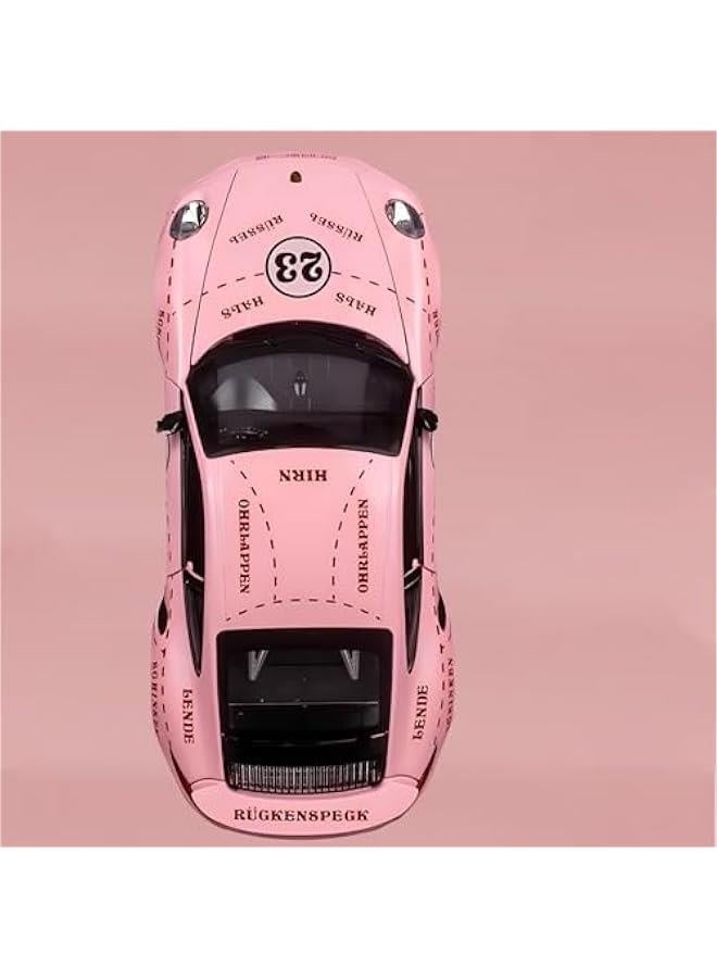 Toy Car Model Porsche 911 Turbo S Car Ornaments, Alloy Diecast Car Toy with Display Base, Pull Back Car Toys with Light & Sound for Kids Age 4-8 Girls Gift Pink - Image 2
