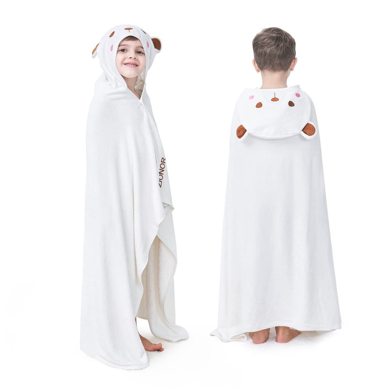 ZIONOR Hooded Bath Towel for Kids  35 x 50 ExtraLong Hooded Towels for Kids 310 Kids Bath Towels Made from Bamboo Rayon White Bear