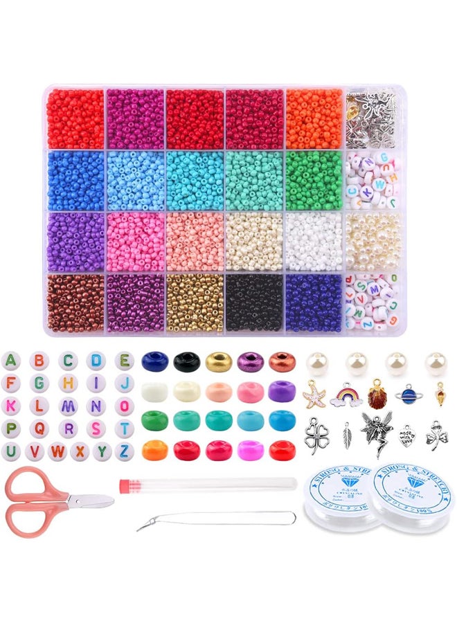Colorful Beads and Jewelry Making Kit, Small Beads, Colorful Alphabet Letters, Elastic String and Scissors for Bracelet and Jewelry Making, 20,000 Pieces, 20 Colors, Size 3mm - Image 2